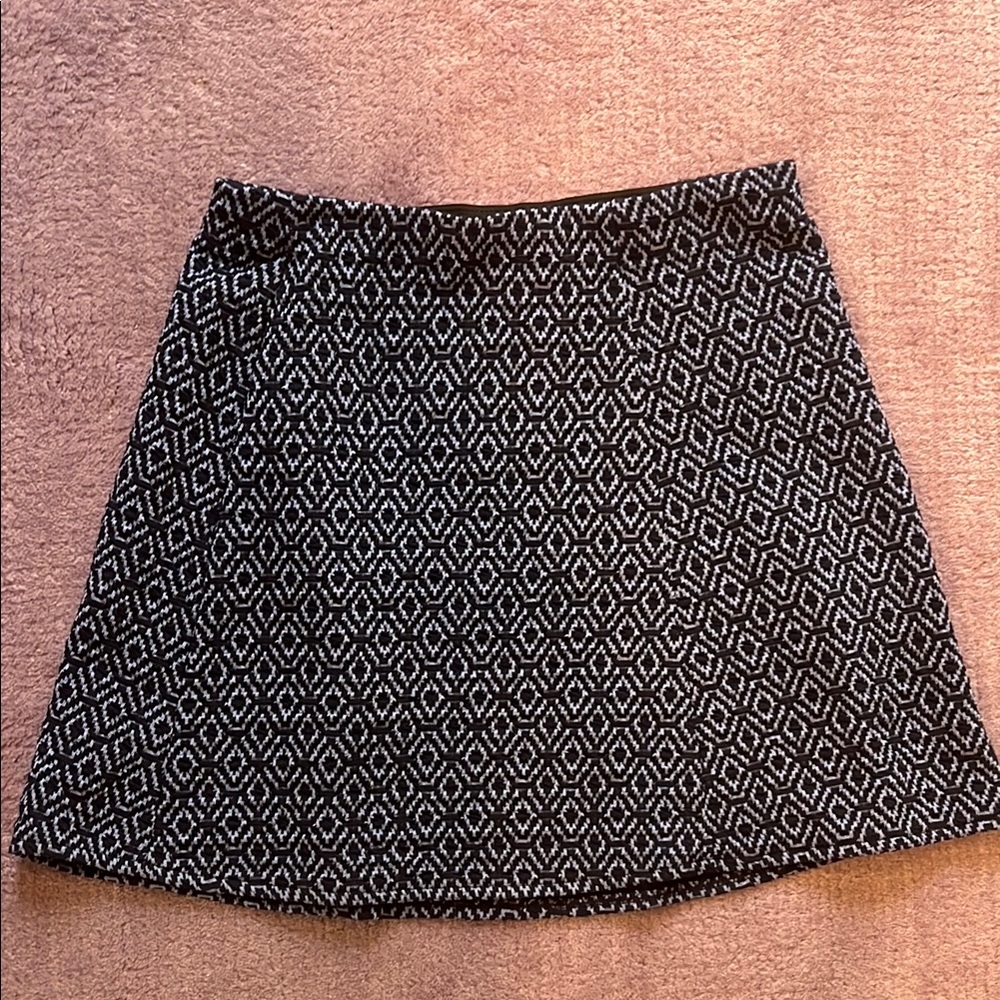 Zara Black and White A-Line Mini Skirt
